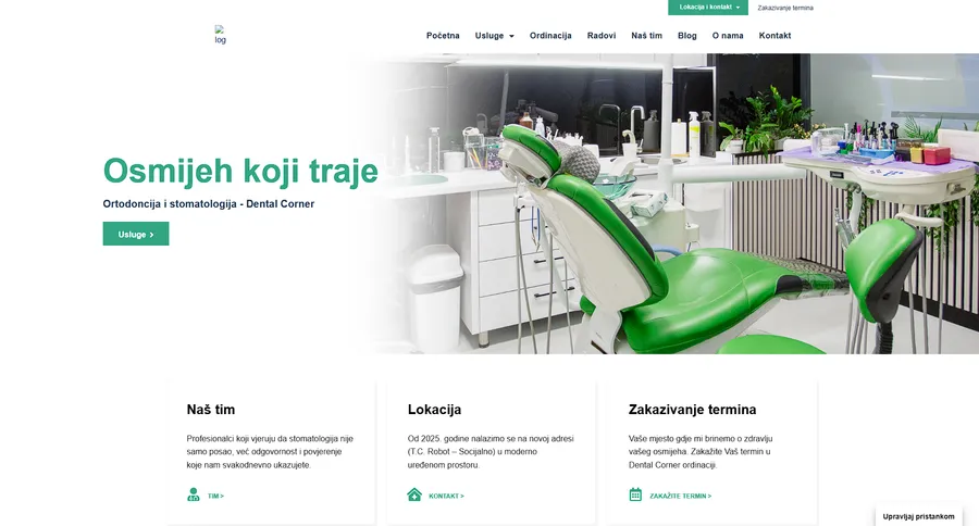 Sajt stomatološke ordinacije Dental Corner — ortodoncija i stomatologija.