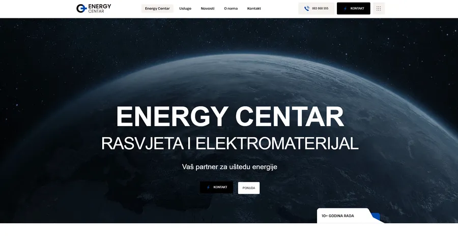 Sajt firme Energy Centar — rasvjeta i elektromaterijal.