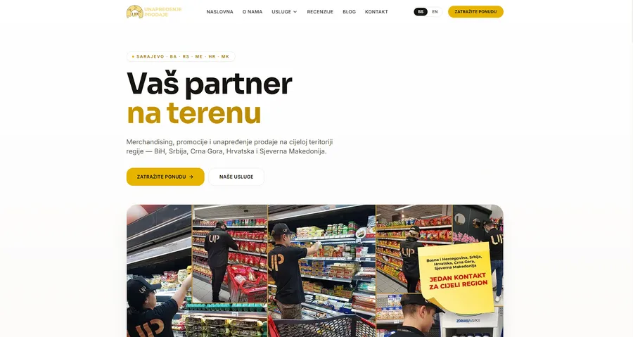 Sajt agencije za merchandising i unapređenje prodaje na terenu u regiji.